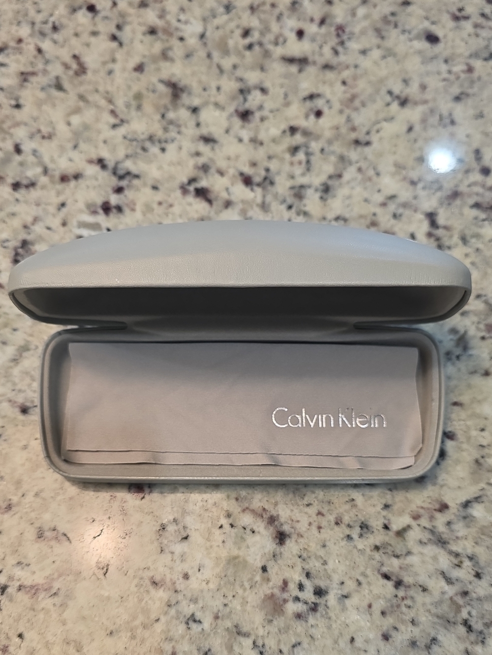 Calvin Klein Light Gray Glasses Case with Matching Microfiber Cloth